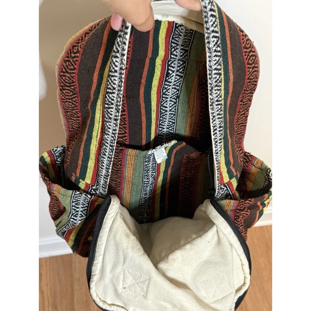 Earthbound Trading Co Indian Woven Style Back Pack 15 x17